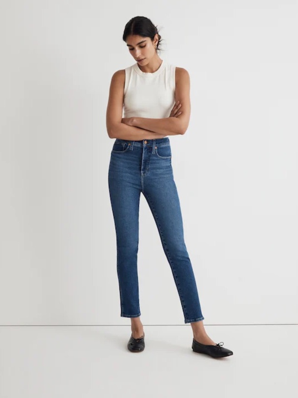 Madewell High-Rise Stovepipe Straight Leg Jeans in Auraria Wash Size 28